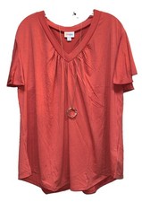 NEW LuLaRoe 2XL Solid Salmon Orange Susie Bell Sleeve V-Neck Blouse