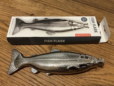 Kikkerland Stainless Steel Fish Flask, 4oz, open box / not used