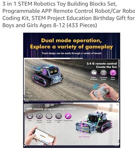 433 Stck. Roboter Bauspielzeug für Kinder 3 in 1 APP/Fernbedienung MINT Pädagogisch - Bild 3 von 8