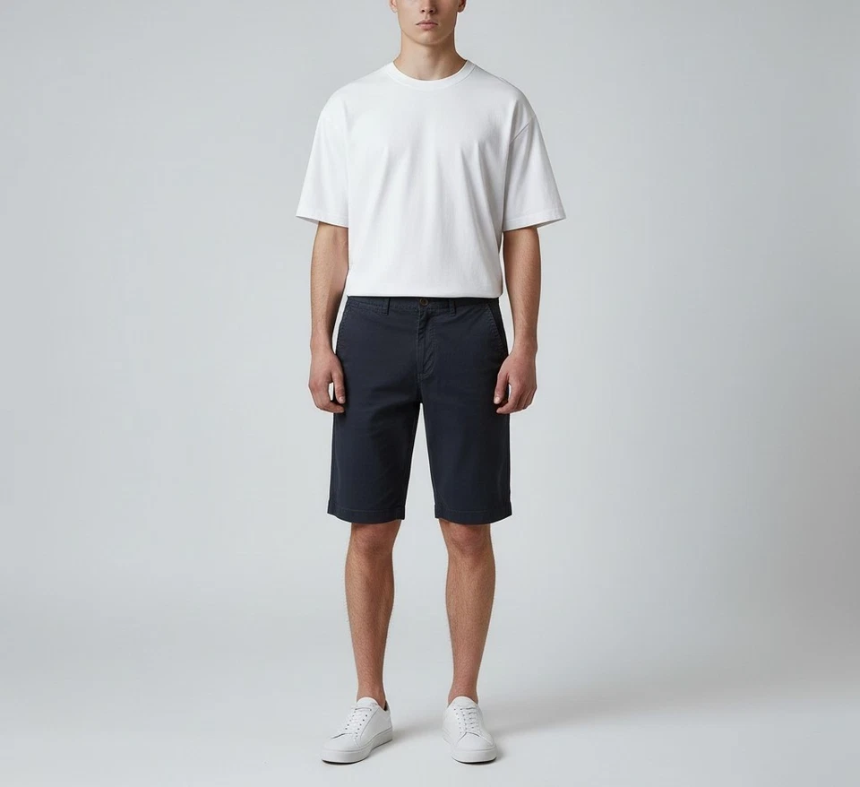 Superdry Shorts Homme W31 Bleu Chino Zip Extensible Regular Fit Poches - Photo 1/4