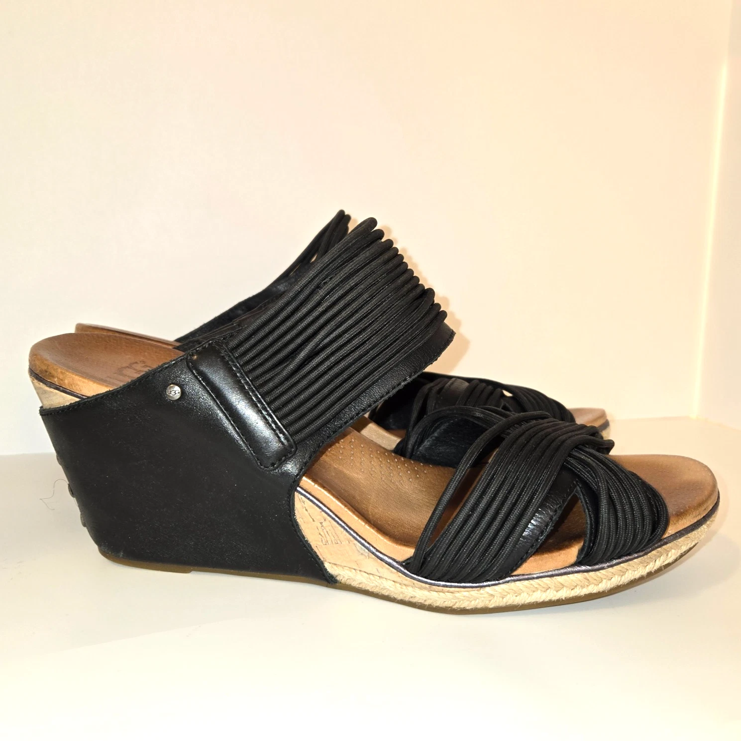 UGG Australia Slide Sandalo Hilarie Zeppa Nero Borchie Scarpe Donna Taglia 11