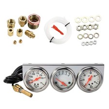 Triple Gauge Kit, 3 in 1 Car Oil Volt Water Gauge, Chrome Housing, ... Fast Ship