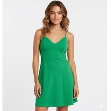 Wild Fable Green Ribbed Fit  Flare Mini Dress  Spaghetti Straps  Size S