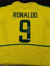 Ronaldo Nazario Signed Brazil National Team Soccer Jersey 9