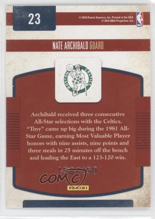 2009-10 Panini Classics Classic Greats Silver /250 Tiny Archibald Nate #23 HOF - Image 2 of 2