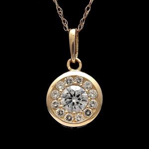 2 Ct Round Cut Simulated Diamond Women's Pendant 14k Yellow Gold Plated Silver