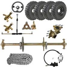 32" Rear Axle Kit Front Steering Hub 6" Wheels Sprocket Go Kart Trike ATV Quad