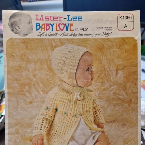 Lister 1366 Vintage Strickmuster Baby Mantel Mütze & Stiefel 18-20" 4-lagig orig