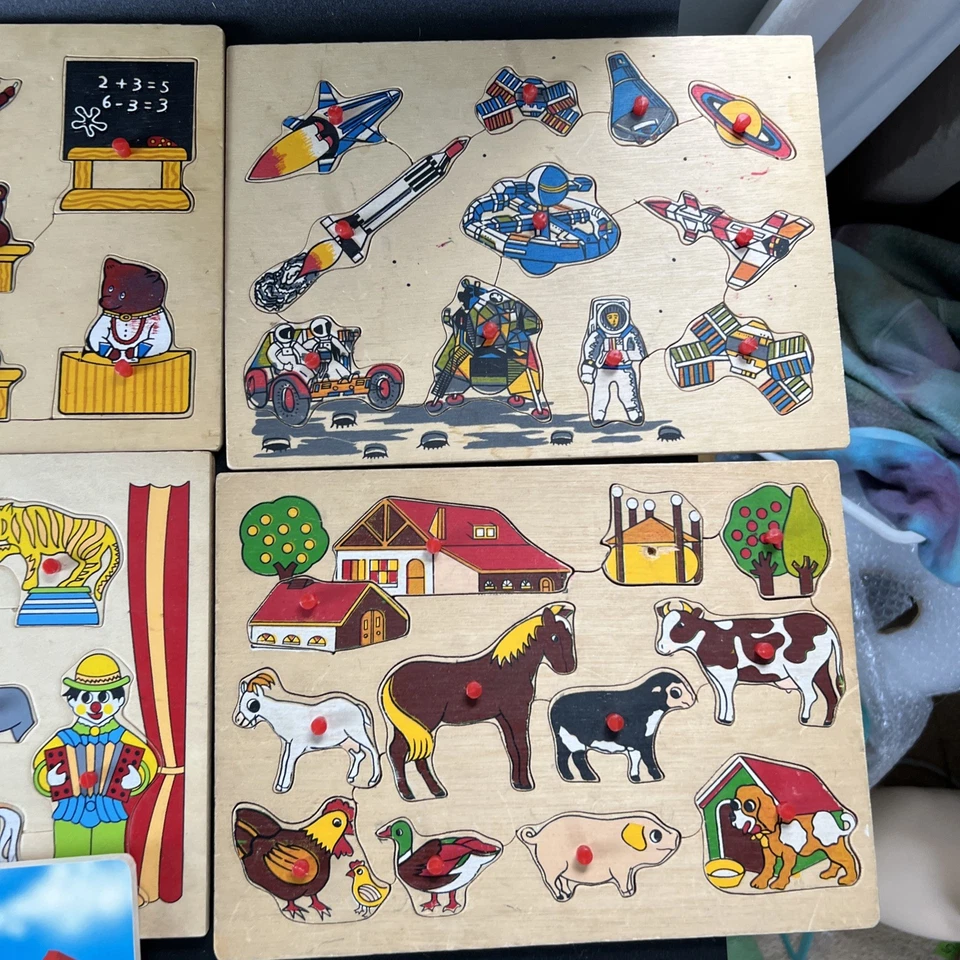 Vintage 1970’s  Puzzles, Lot Of 7 Sports, Teddy‘s, space, fireman, circus, farm - Image 4 of 4