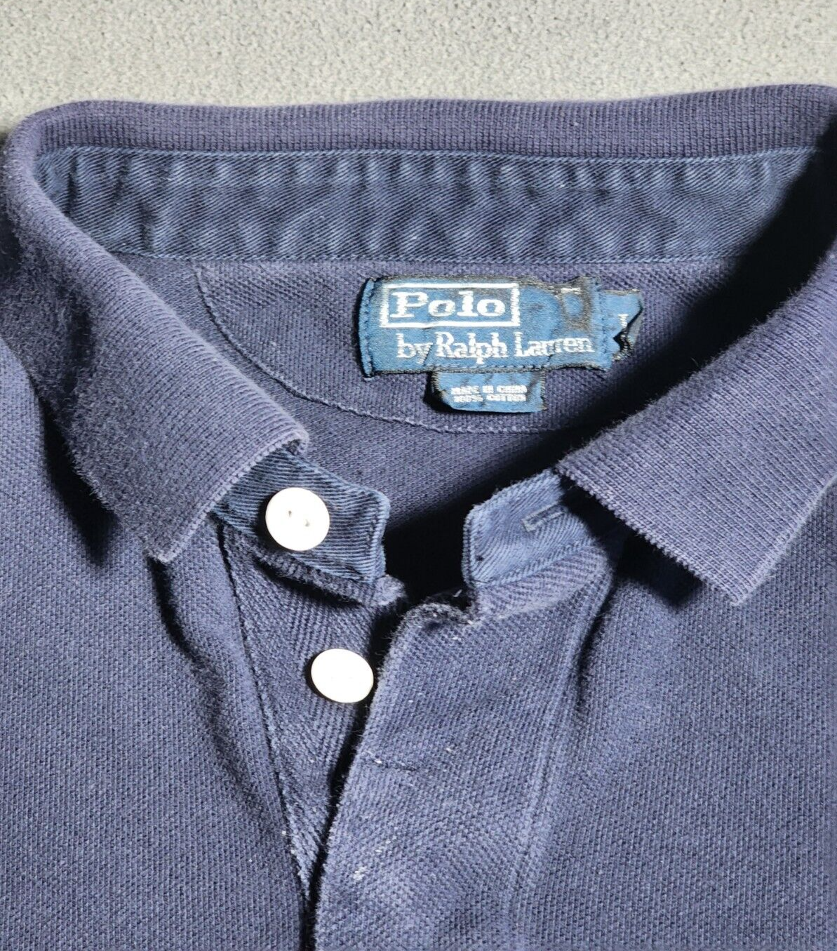 Polo By Ralph Lauren camicia grande blu manica corta quarto bottoni grande pony