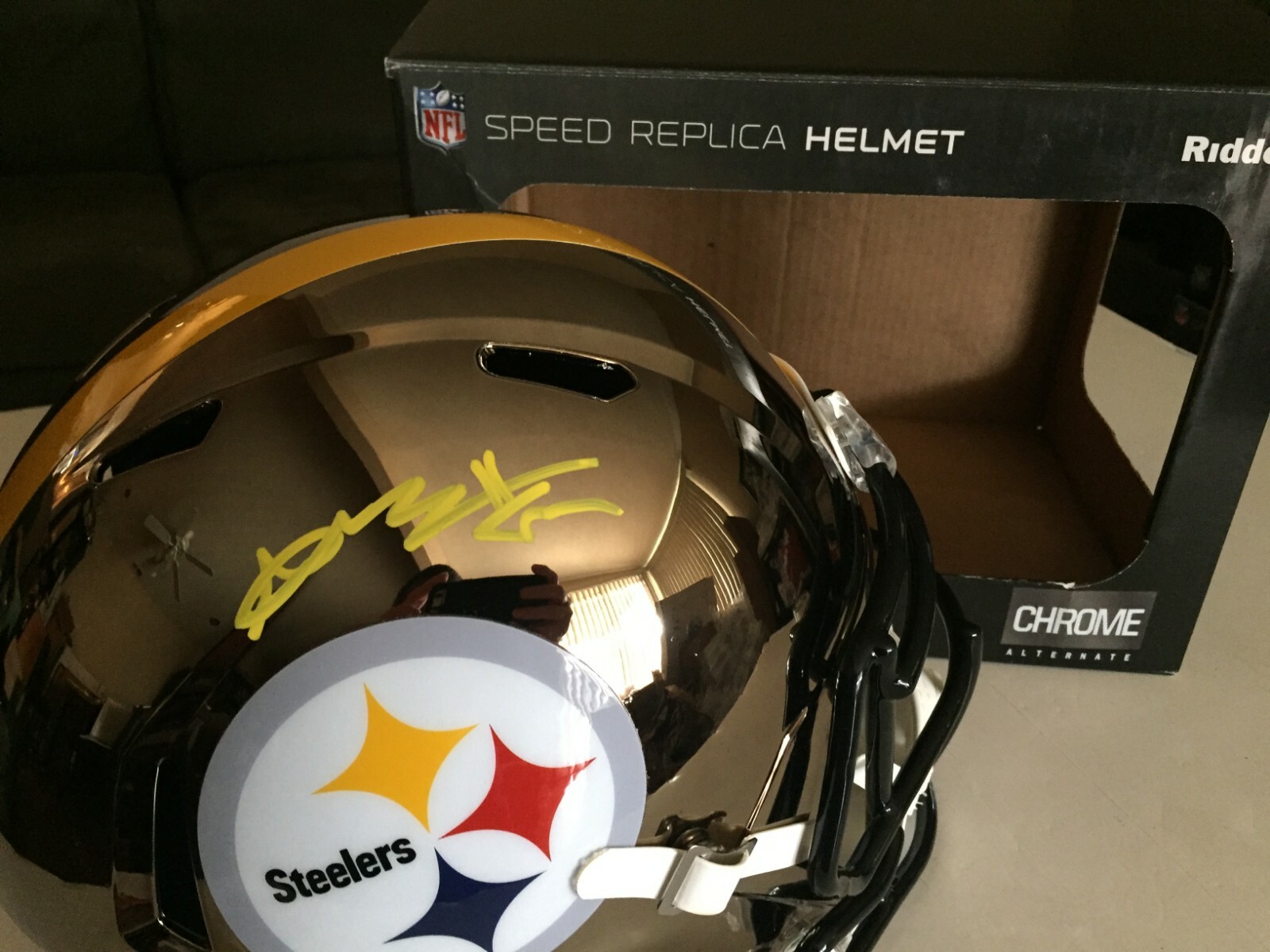 Antonio Brown Autographed Signed Pittsburgh Steelers Full-Size Steelers Chrome Speed Rep Helmet-JSA Witnessed 