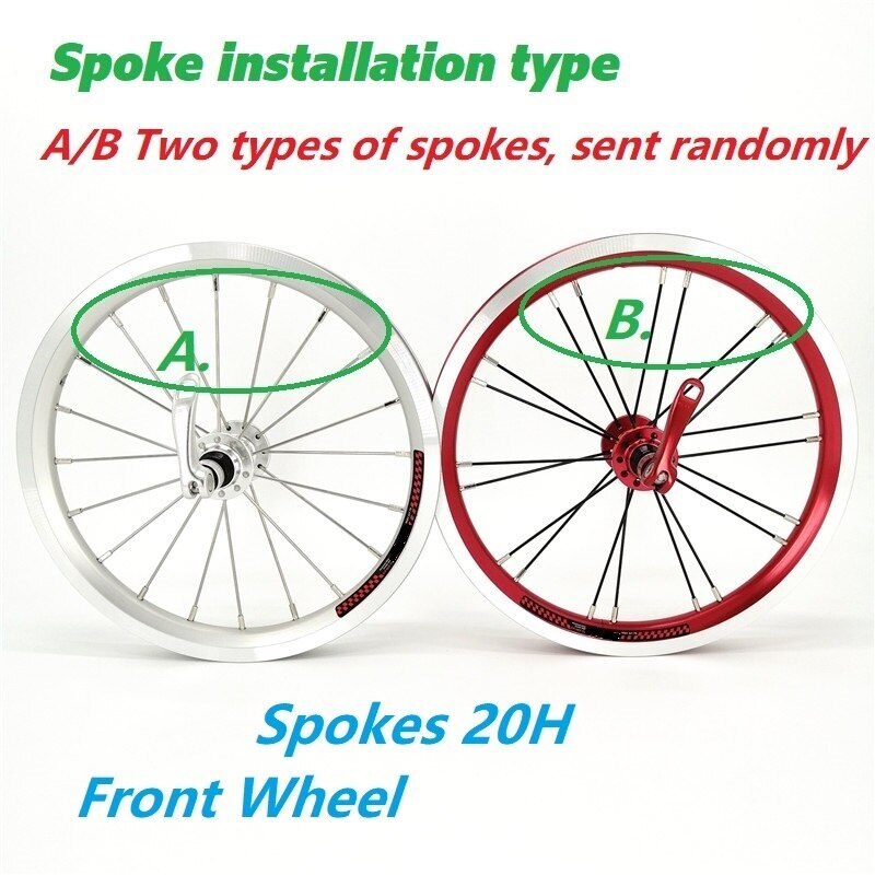 Jeu De Roues 14 Pouces Pour Vélo Pliant BYA412 - Moyeu 74/85 Mm, Jantes Doubles Parois 20 Trous, Frein à Disque, Neuf