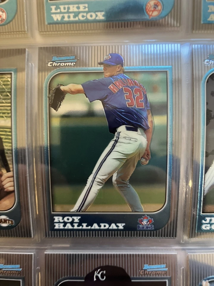 Juego completo de 300 tarjetas Bowman 1997 cromado con cinturón Halladay RC en carpeta Foto 2 de 4