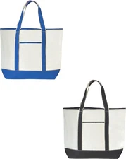 Large Deluxe Cotton Canvas Shopping Tote Grocery Beach Boat Bag Multipurpose