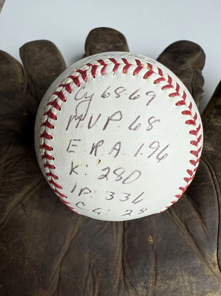 Denny McLain Signed Autographed Life Stats Official Major League OML Baseball - Image 2 of 4