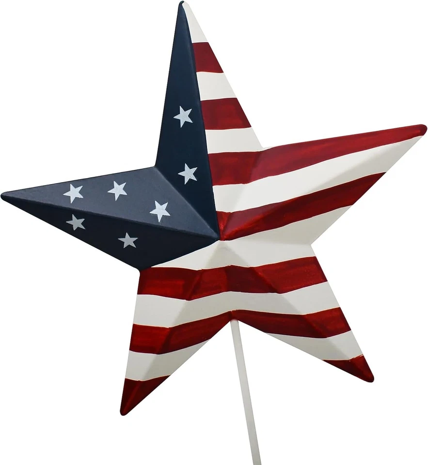 Патриотическая звезда сад колья набор из 4, 3D декоративный металлический сарай звезды двор искусства - Изображение 4 из 4