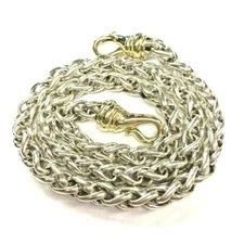 Authentic David Yurman 6mm Sterling Silver&14K Yellow Gold Wheat Chain Necklace