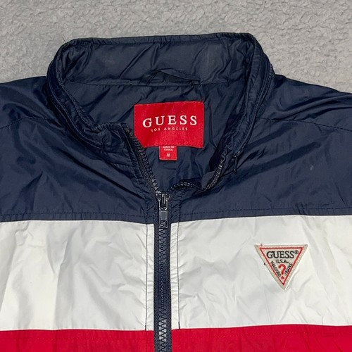 Vintage Guess Windbreaker MensMedium ColorBlock 90s Y2K Zip Up 100% Nylon Jacket - Picture 7 of 14