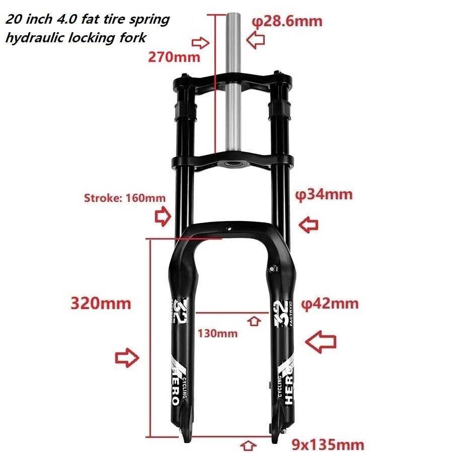 20 26*4.0" Fat Tire Spring Fork Mountain Double Shoulder 135Mm MTB Bike Electric - Image 4 of 4