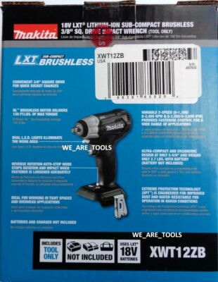 NEW IN BOX Makita 18V XWT12ZB Brushless Cordless 3/8