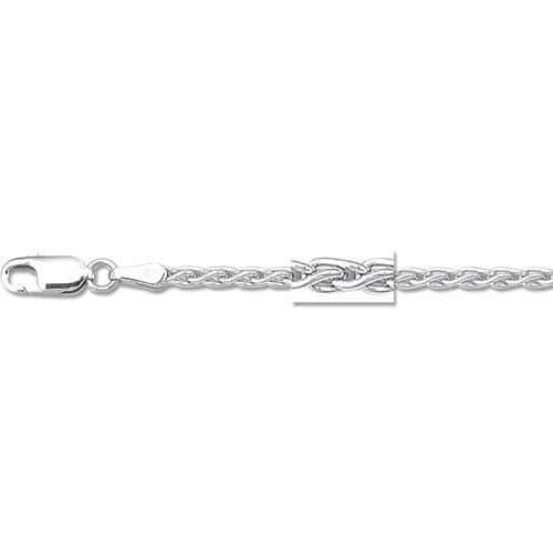 18k White Gold 18" Basket Rope Round Wheat Link Chain Necklace 1.4 mm  3.3 grams