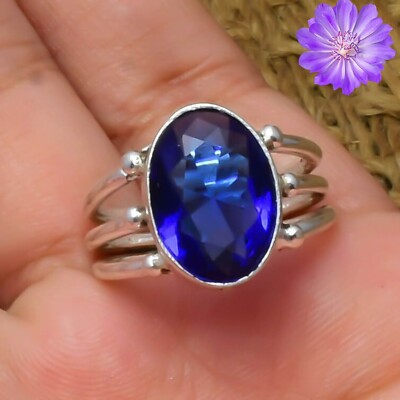 Blue Tanzanite Gemstone 925 Sterling Silver Ring Handmade Jewelry Ring ...