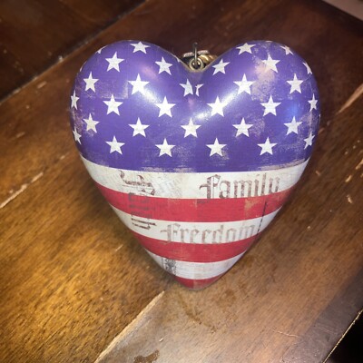 Tim Coffey DEMDACO Heart & Key American Flag  family Faith Freedom  Resin Figure