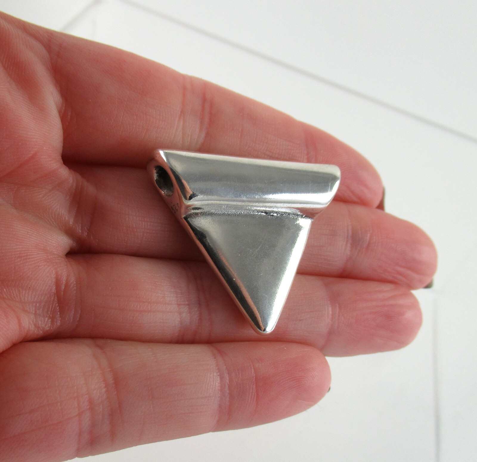 .925 Sterling Silver Triangle Statement Pendant S… - image 2
