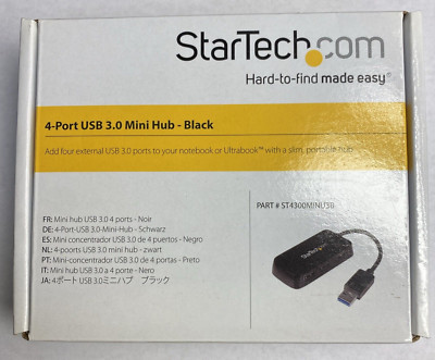 StarTech ST4300MINU3B 4-Port USB 3.0 Mini Hub  Black New