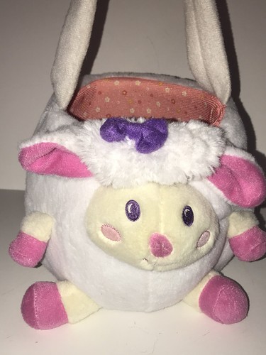 Plush 10” White Lamb Easter Basket Dark Pink Accents & Interior Tom’s Toys VGUC - Picture 11 of 12