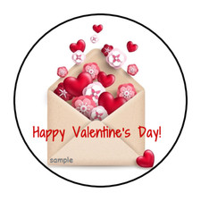 30 HAPPY VALENTINE'S DAY ENVELOPE SEALS LABELS STICKERS 1.5" ROUND HEARTS