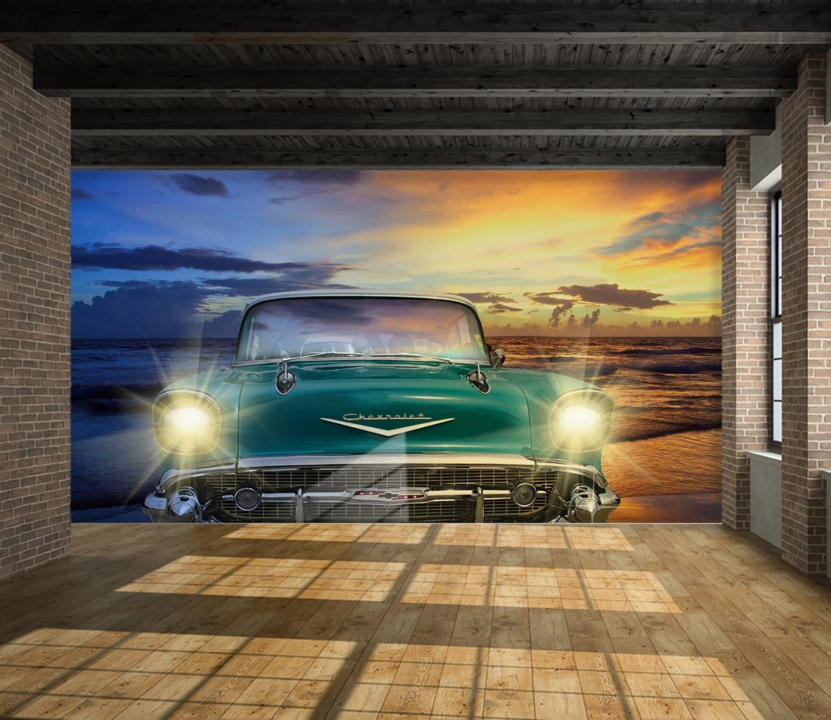 3D Yellow Car Light 8778NA Transport Wallpaper Wall Murals Wall Paper Mural Romy