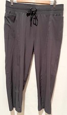 230260 Womens L PRANA Gray Elastic Waist Stretch Poly Cropped Capri Pants EUC
