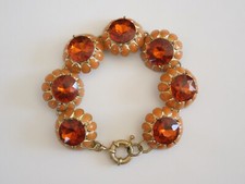 Fashion Jewelry Bracelet With Enamel And Rhinestone-Set Flowers Links 19 Cm
