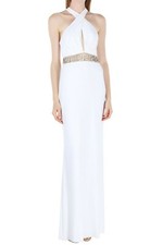 New $6950 Versace Swarovski Crystals Greek Key White Jersey Dress Gown It. 42