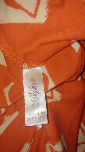 Womens LuLaRoe OS One Size Stretchy Leggings Orange Light Yellow Diamond Print - Picture 4 of 4