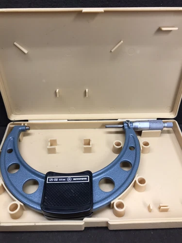 VINTAGE OM-150 MITUTOYO 103-142 OUTSIDE MICROMETER 125-150mm RATCHET ADJUST USED
