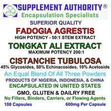 Fadogia Agrestis, Longjack e Cistanche Tubulosa Estratto Capsule in Polvere 100ct