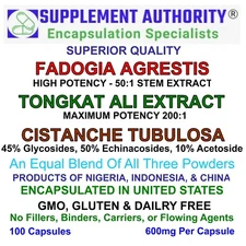 Fadogia Agrestis, Longjack, & Cistanche Tubulosa Extract Powder Capsules 100ct