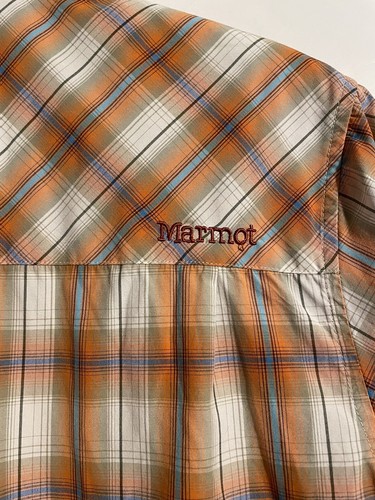 Camisa para hombre Marmot con botones manga corta naranja a cuadros talla L - Imagen 4 de 6