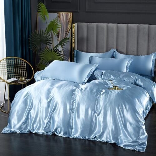 Mulberry Silk Bedding Set Duvet Cover Bed Sheet Pillowcase King Queen Full Twin - Picture 32 of 41
