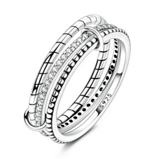 MULA 925 Silver lEuropean Finger Ring AAA CZ Three Circle Interlocking for Women