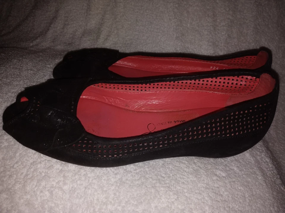 Mujer Pas De Rouge Italiano Negro Arco Ballet Pisos Cuña Baja Tacones Talla 9 EU 40 Foto 3 de 4