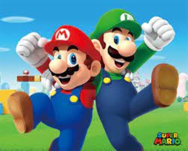 Super Mario Mario & Luigi Quadro Immagine 3D Lenticular 24x29cm Con Cornice