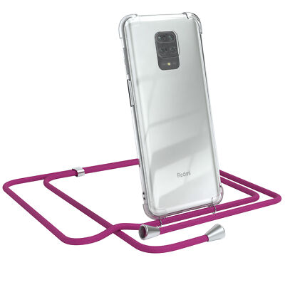 Für Xiaomi Redmi Note 9S / 9 Pro / 9 Pro Max Handyhülle Umhängen Case Kette Pink