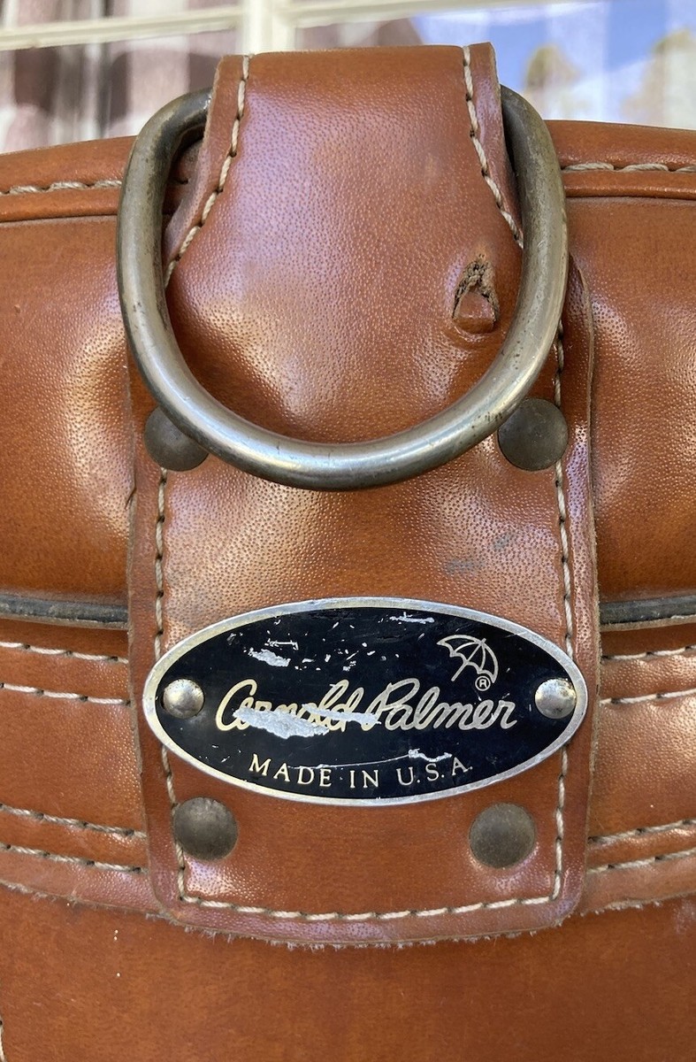 Vintage Arnold Palmer 15 Way Golf Cart Bag Green Nylon & Brown