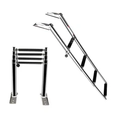 Telescoping 4 Step Extension Boat Ladder Stainless Steel Platform Board Marine