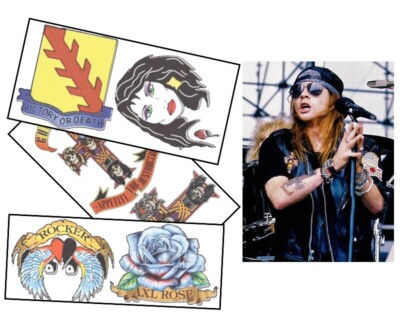 Axl Rose Guns N Roses gefälschte temporäre Tattoos - Halloween - und kostenloser Versand UK