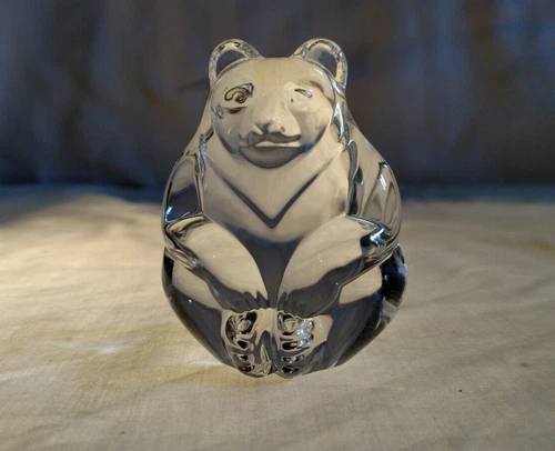 Steuben Glass BEAR Hand Cooler Rare Crystal Animal Ornament Paperweight No Box
