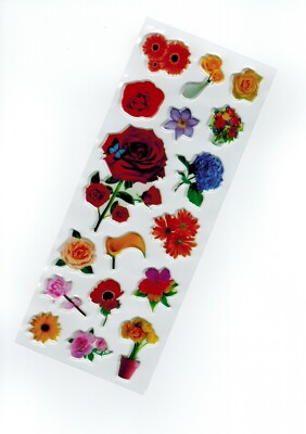 NEW! Scrapbooking Stickers DIY Diary Planner Decor Red Orange Flowers Plants